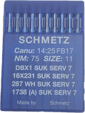 Schmetz Plain Sew Machine Medium Ballpoint Needles.